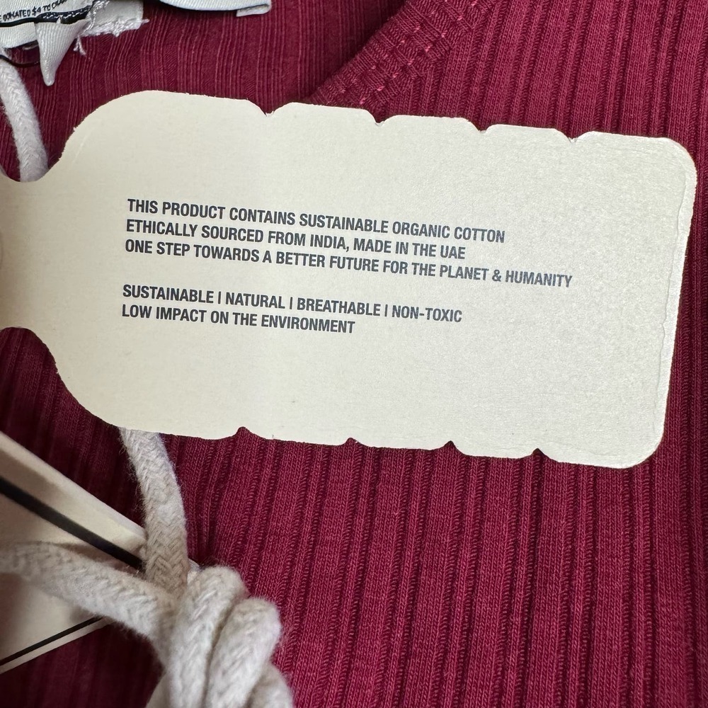 The Giving Movement Bodysuit Ribbed Long Sleeve Maroon Burgundy Size S — image 7 of 8